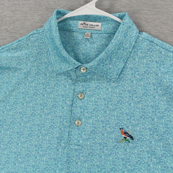 Peter Millar Other - Peter Millar Polo Shirt Mens L Blue Vinyl & Whiskey Performance Summer Comfort
